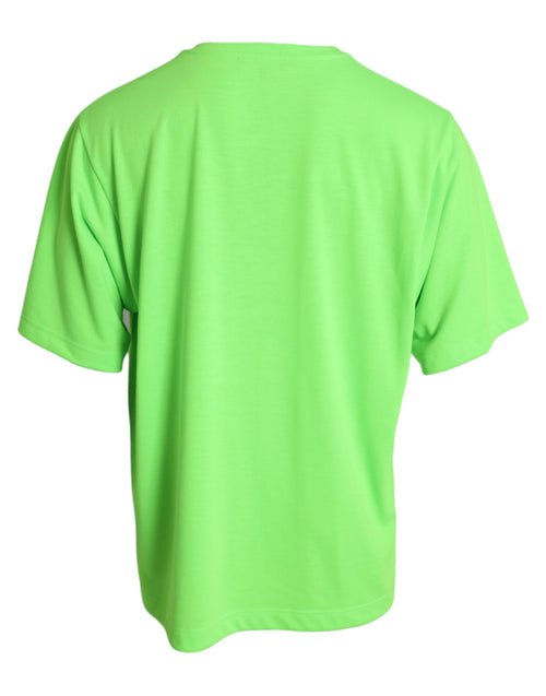 Dolce & Gabbana Neon Green Embossed Logo Crew Neck Men's T-shirt