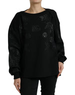 Dolce & Gabbana Elegant Black Floral Applique Women's Sweater