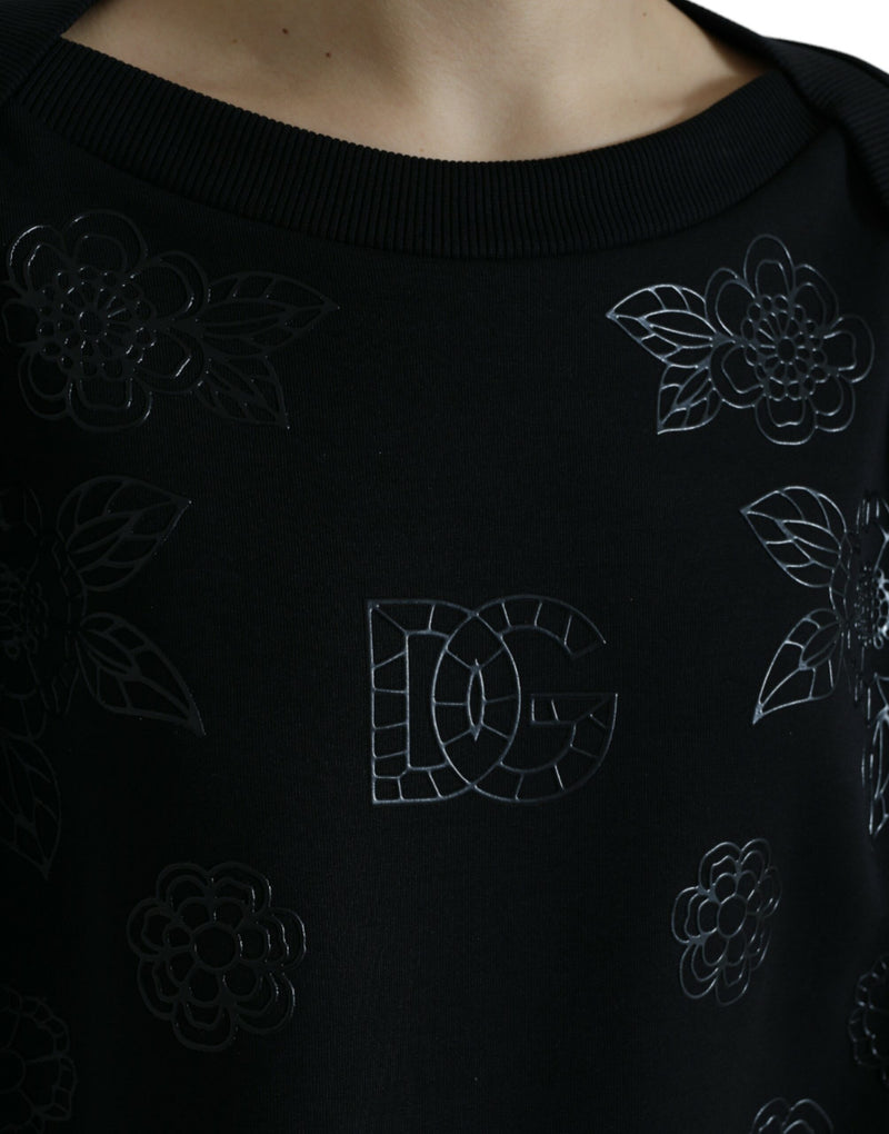 Dolce & Gabbana Elegant Black Floral Applique Women's Sweater