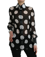 Dolce & Gabbana Silk Collared Button-Up Blouse in Black &amp; Women's White