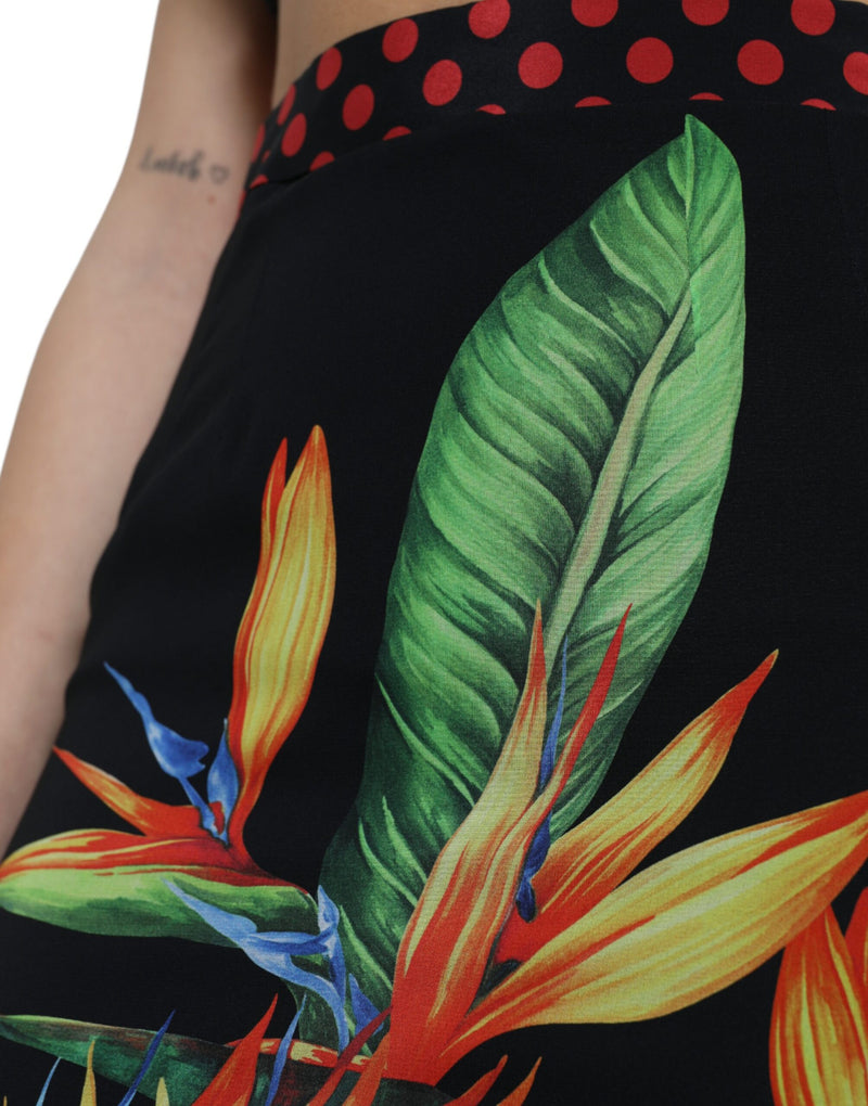 Dolce & Gabbana Floral High Waist Silk Midi Women's Skirt