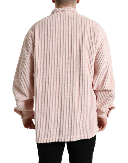 Dolce & Gabbana Elegant Cotton Shirt Sweater in Men's Pink