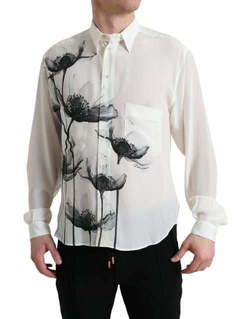 Dolce & Gabbana Elegant Floral Silk Dress Men's Shirt