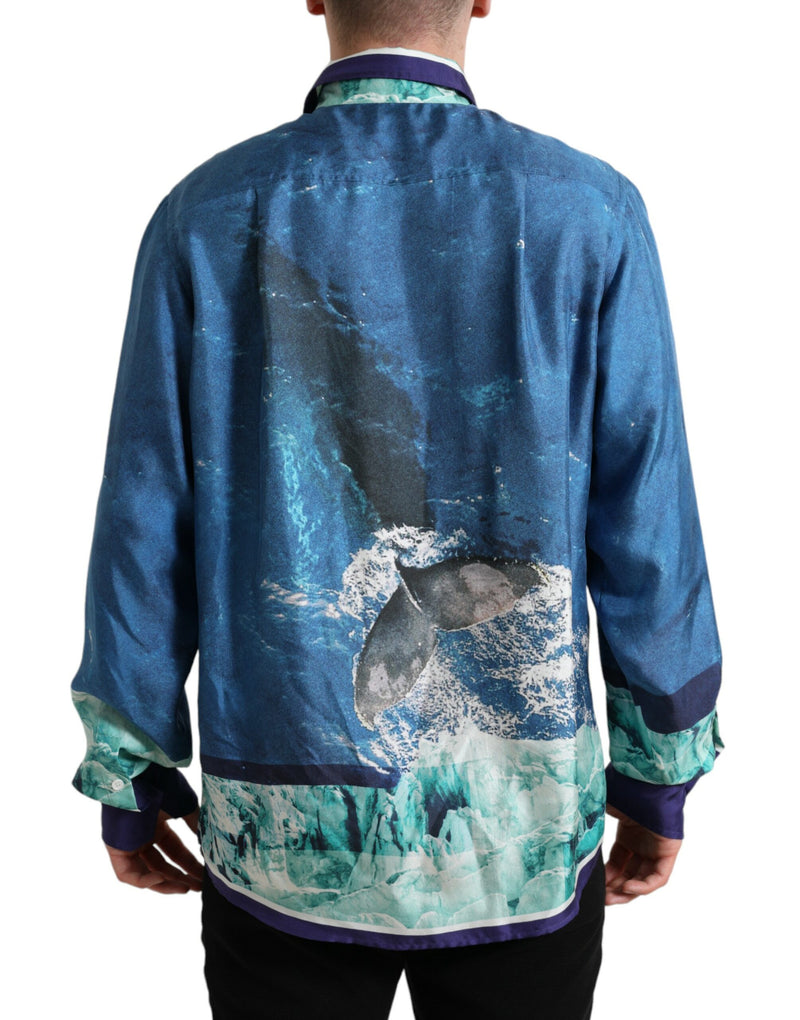 Dolce & Gabbana Elegant Ocean Print Silk Men's Shirt