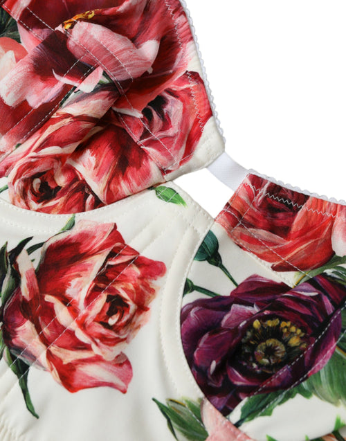 Dolce & Gabbana Floral Silk Blend Bustier Crop Women's Top