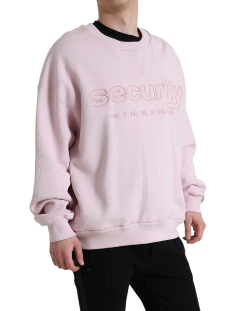 Dolce & Gabbana Elegant Pink Crew Neck Logo Men's Sweater