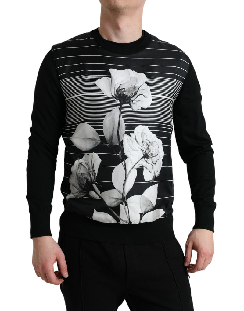Dolce & Gabbana Elegant Floral Print Crew Neck Men's Sweater