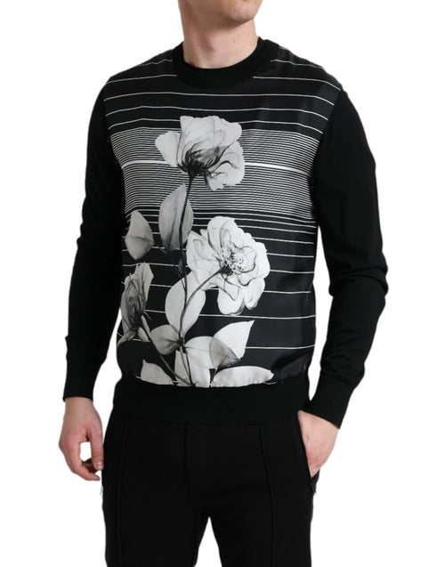 Dolce & Gabbana Elegant Floral Print Crew Neck Men's Sweater