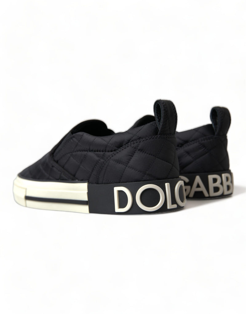 Dolce & Gabbana Elegant Quilted Black Canvas Women's Sneakers