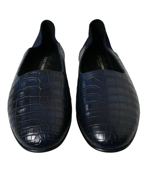 Dolce & Gabbana Elegant Blue Crocodile Leather Men's Loafers