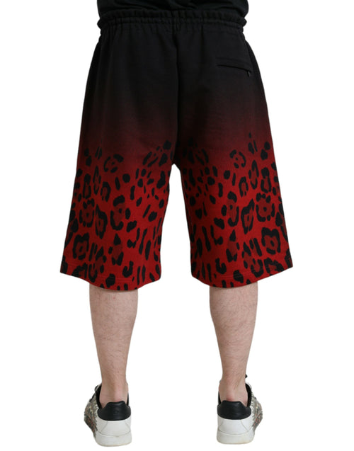 Dolce & Gabbana Red Leopard Print Cotton Bermuda Men's Shorts