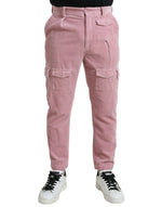 Dolce & Gabbana Pink Corduroy Cotton Stretch Skinny Cargo Men's Jeans