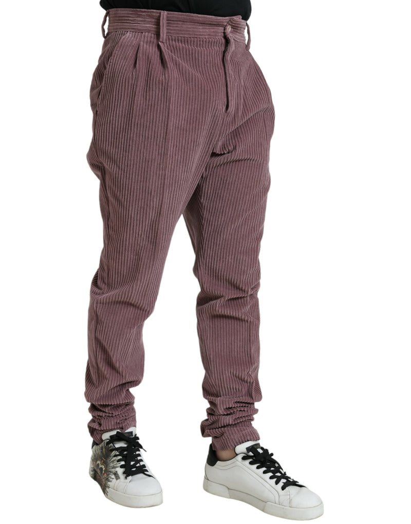 Dolce & Gabbana Purple Corduroy Cotton Stretch Skinny Men's Pants