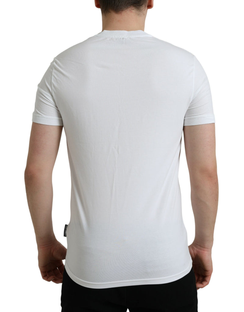 Dolce & Gabbana White Cotton V-neck Short Sleeve Underwear Men's T-shirt