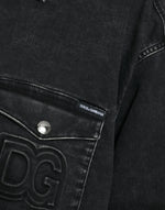 Dolce & Gabbana Black Cotton Long Sleeve Denim Casual Men's Shirt