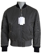MM6 Maison Margiela Elegant Gray Bomber Jacket Full Zip Men's Closure