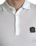 Dolce & Gabbana Elegant White Cotton Polo Tee with Logo Men's Patch