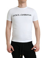 Dolce & Gabbana Elegant White Logo Crewneck Men's Tee
