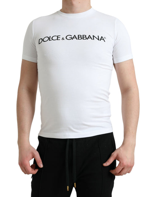 Dolce & Gabbana Elegant White Logo Crewneck Men's Tee