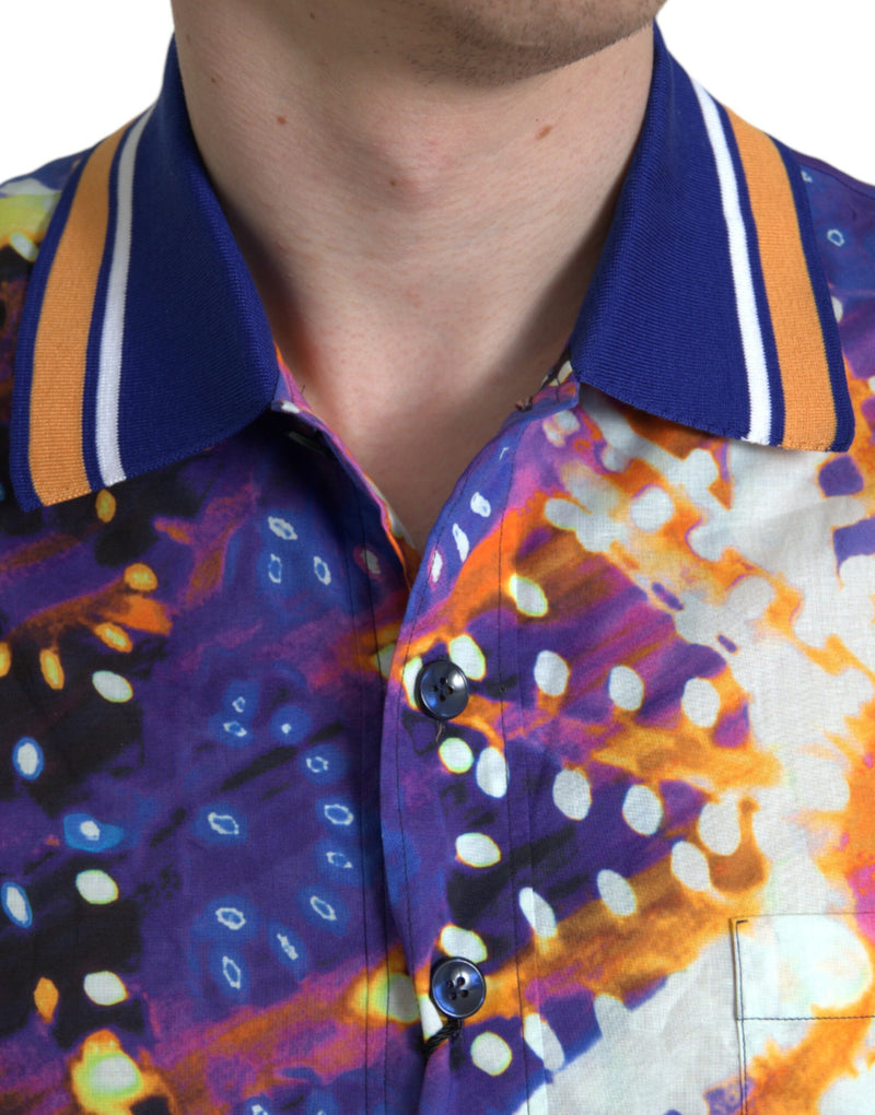 Dolce & Gabbana Multicolor Luminarie Print Cotton Casual Men's Shirt