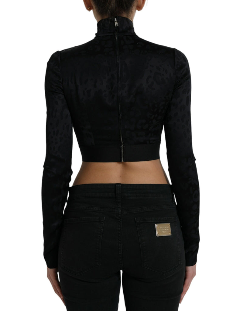 Dolce & Gabbana Elegant Black Cropped Top with Zip Women's Closure