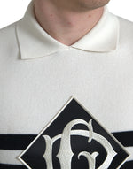 Dolce & Gabbana White DG Logo Collared Henley Shirt Men's T-shirt