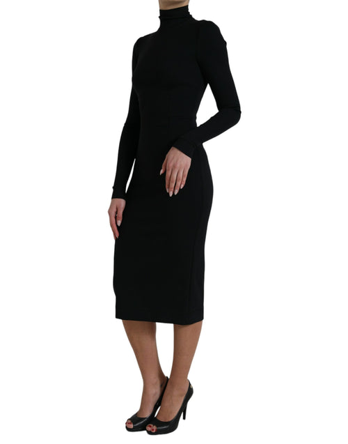 Dolce & Gabbana Elegant Black Bodycon Turtleneck Women's Dress