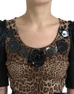 Dolce & Gabbana Silk Leopard Embellished Long Women's Dress