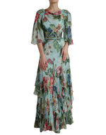 Dolce & Gabbana Elegant Floral Silk Long Women's Dress