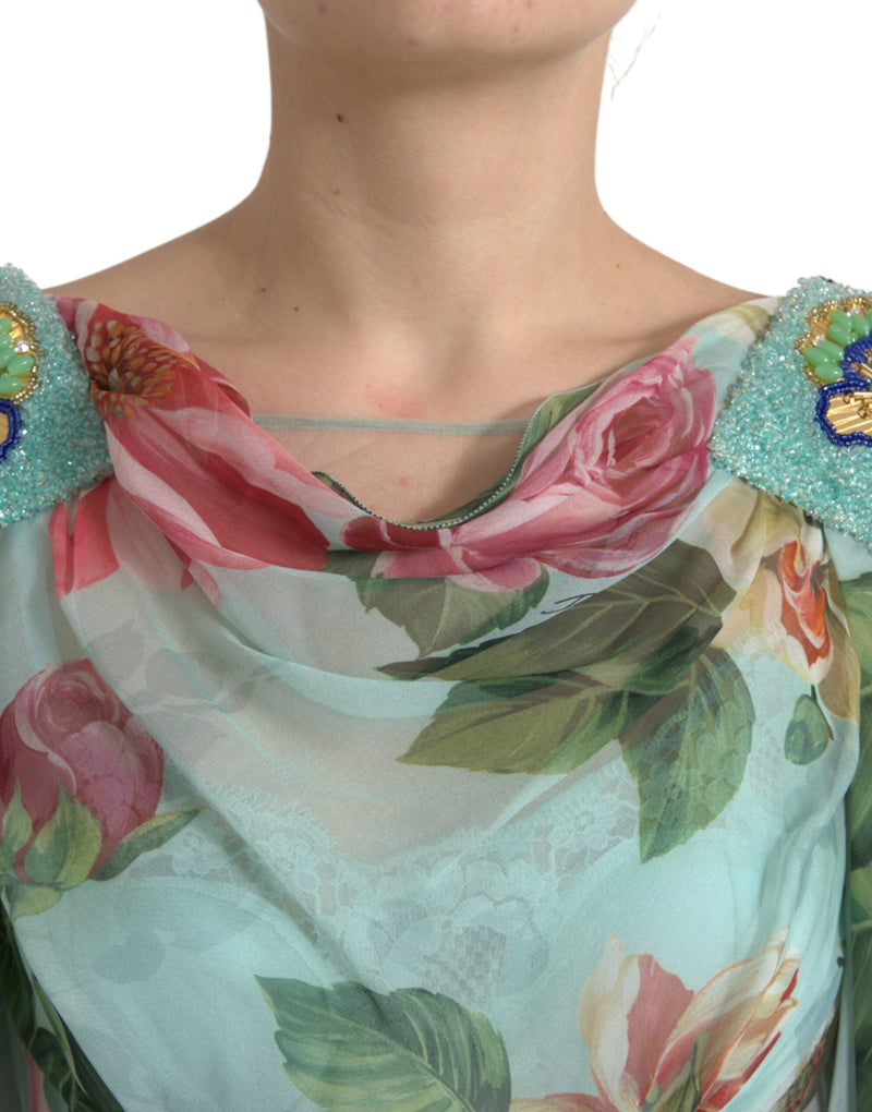 Dolce & Gabbana Elegant Floral Silk Long Women's Dress