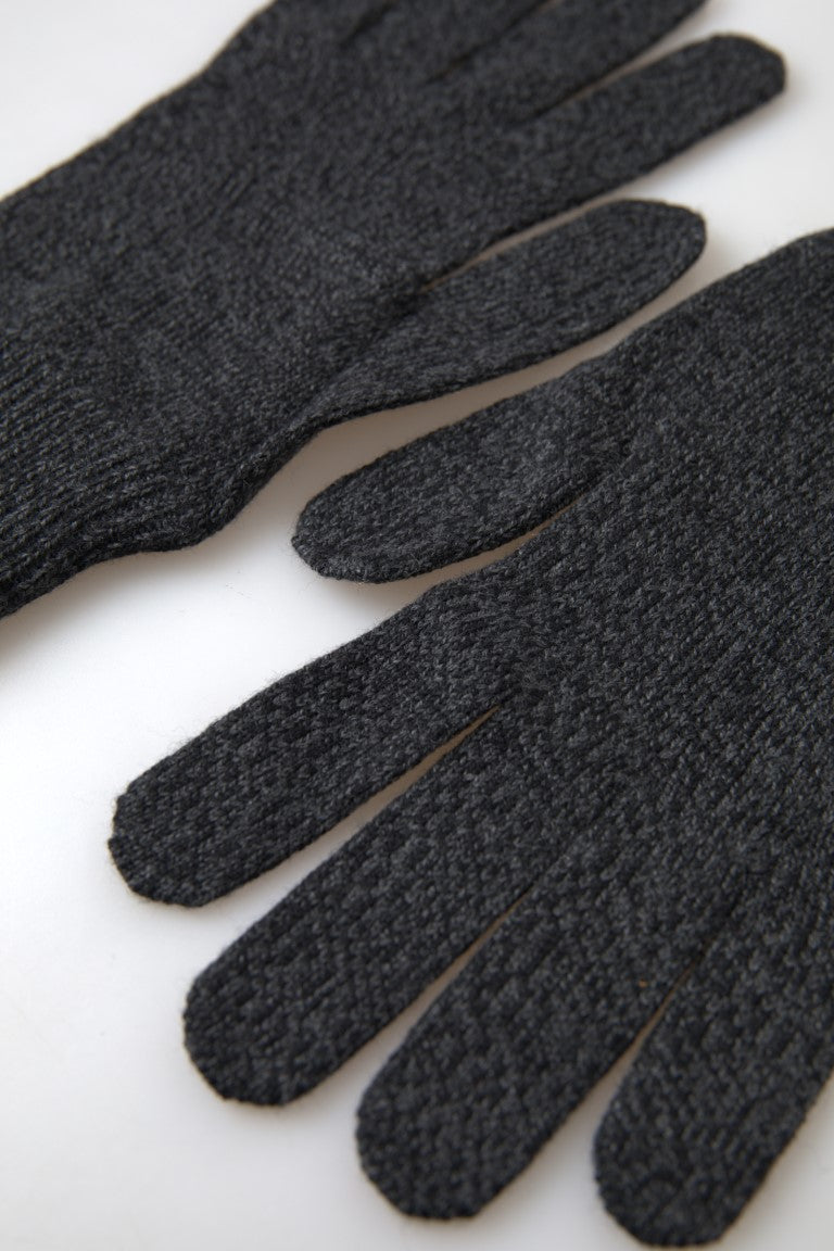 Dolce & Gabbana Elegant Virgin Wool Winter Gloves in Men's Gray