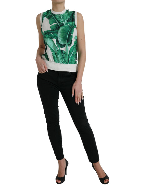 Dolce & Gabbana Silk Banana Leaf Print Tank Women's Top