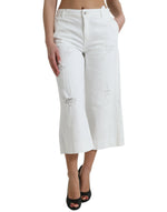 Dolce & Gabbana Elegant White Mid-Waist Denim Cropped Women's Jeans