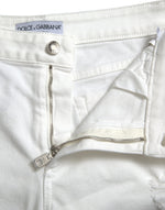 Dolce & Gabbana Elegant White Mid-Waist Denim Cropped Women's Jeans