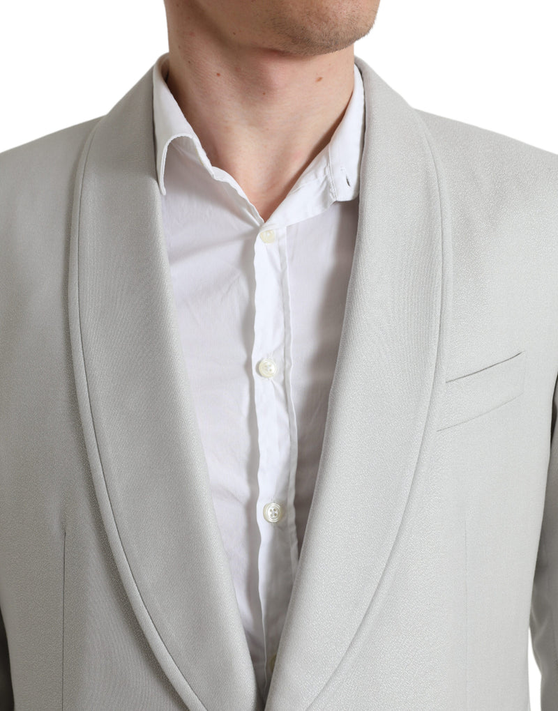 Dolce & Gabbana Elegant Silver Slim Fit Wool-Silk Men's Suit