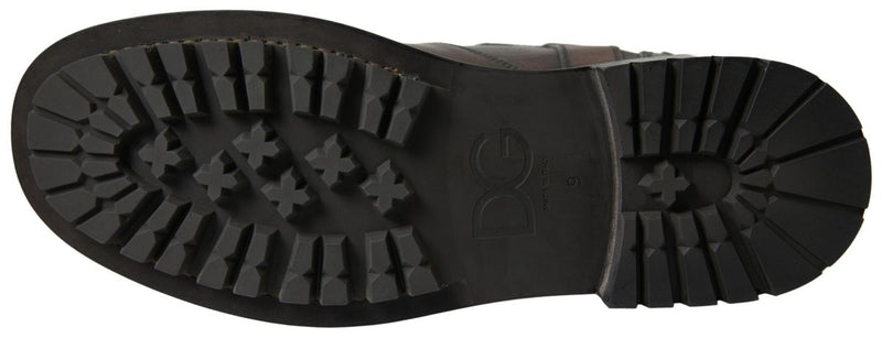 Dolce & Gabbana Elegant Brown Leather Mid-Calf Biker Men's Boots