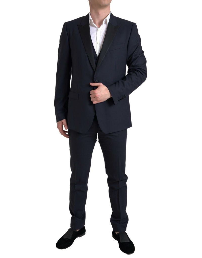 Dolce & Gabbana Elegant Blue &amp; Black Martini Slim Fit Men's Suit