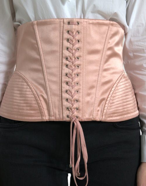 Dolce & Gabbana Elegant Pink Lace-Up Corset Women's Belt