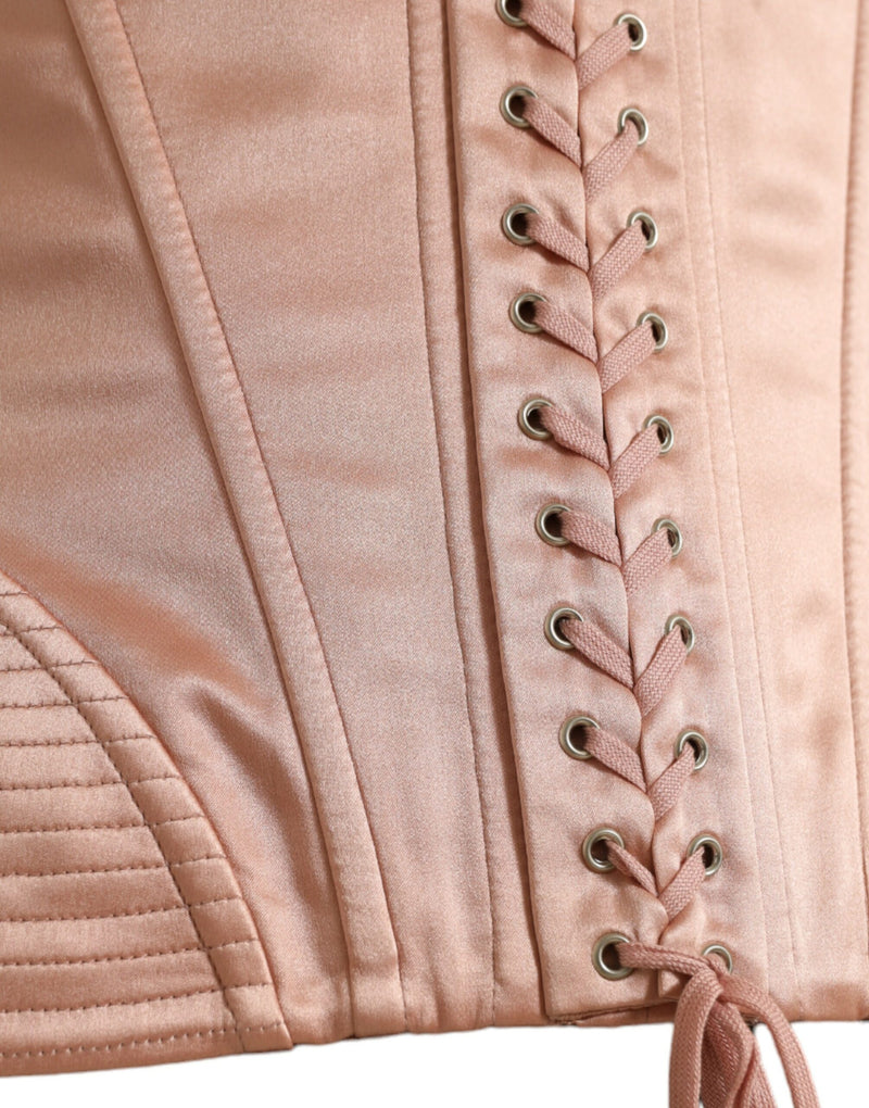 Dolce & Gabbana Elegant Pink Lace-Up Corset Women's Belt