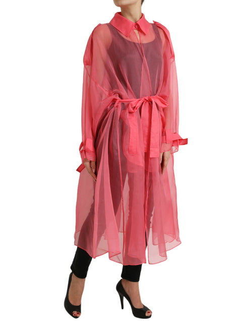 Dolce & Gabbana Elegant Pink Silk Long Coat Women's Jacket