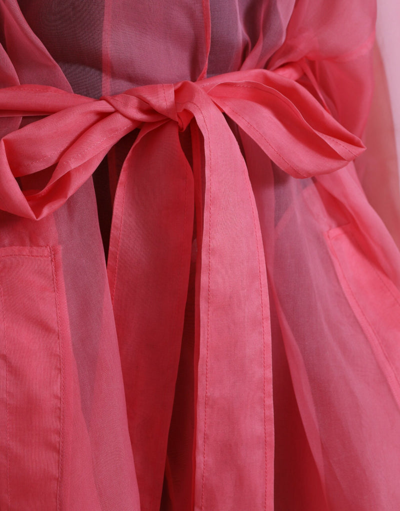 Dolce & Gabbana Elegant Pink Silk Long Coat Women's Jacket