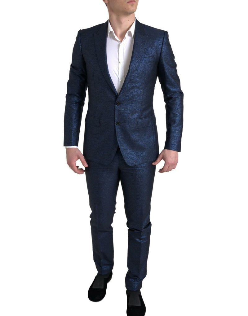 Dolce & Gabbana Metallic Blue Martini Slim Fit Men's Suit