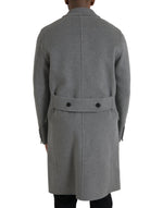 Dolce & Gabbana Gray Double Trench Coat Cashmere Men's Jacket