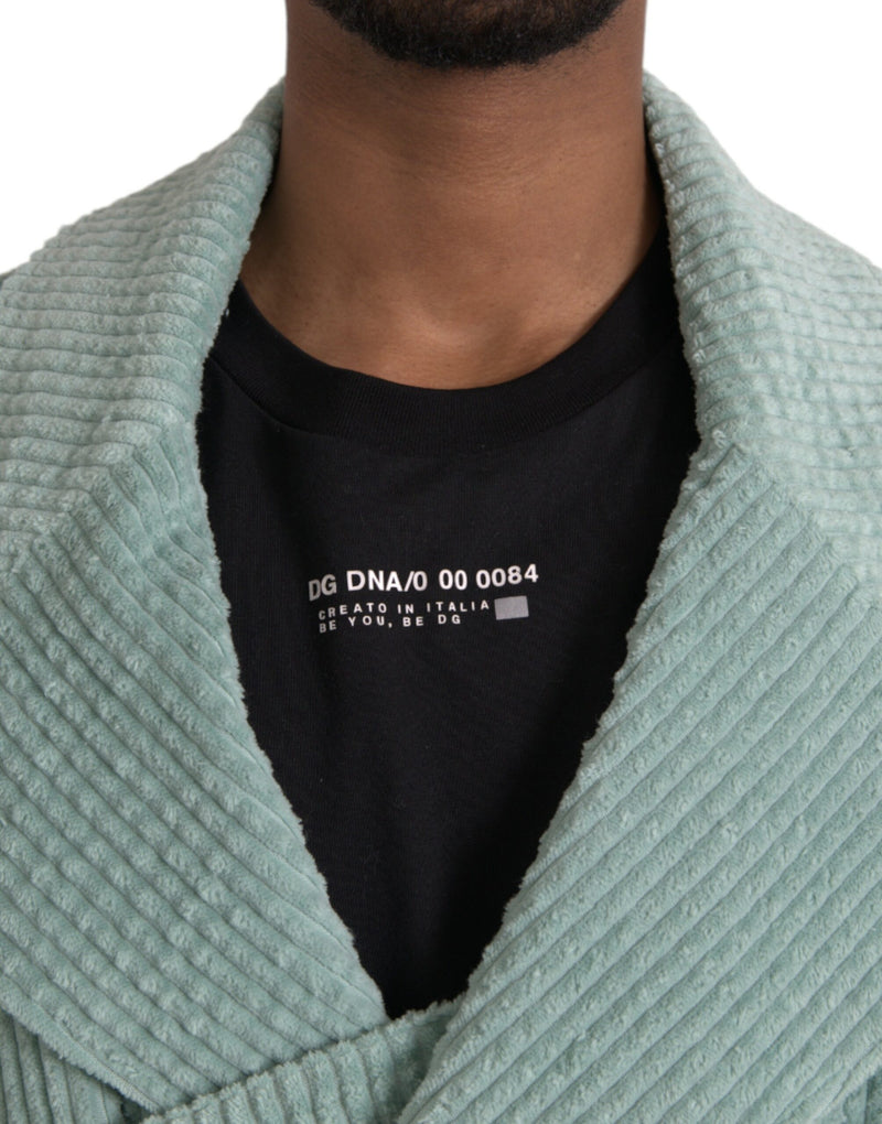 Dolce & Gabbana Blue Double Breasted Corduroy Cotton Men's Jacket