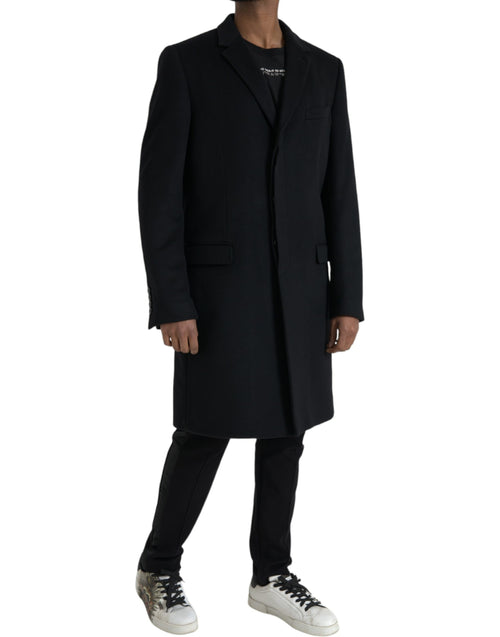 Dolce & Gabbana Black Wool Cashmere Trench Coat Men's Jacket