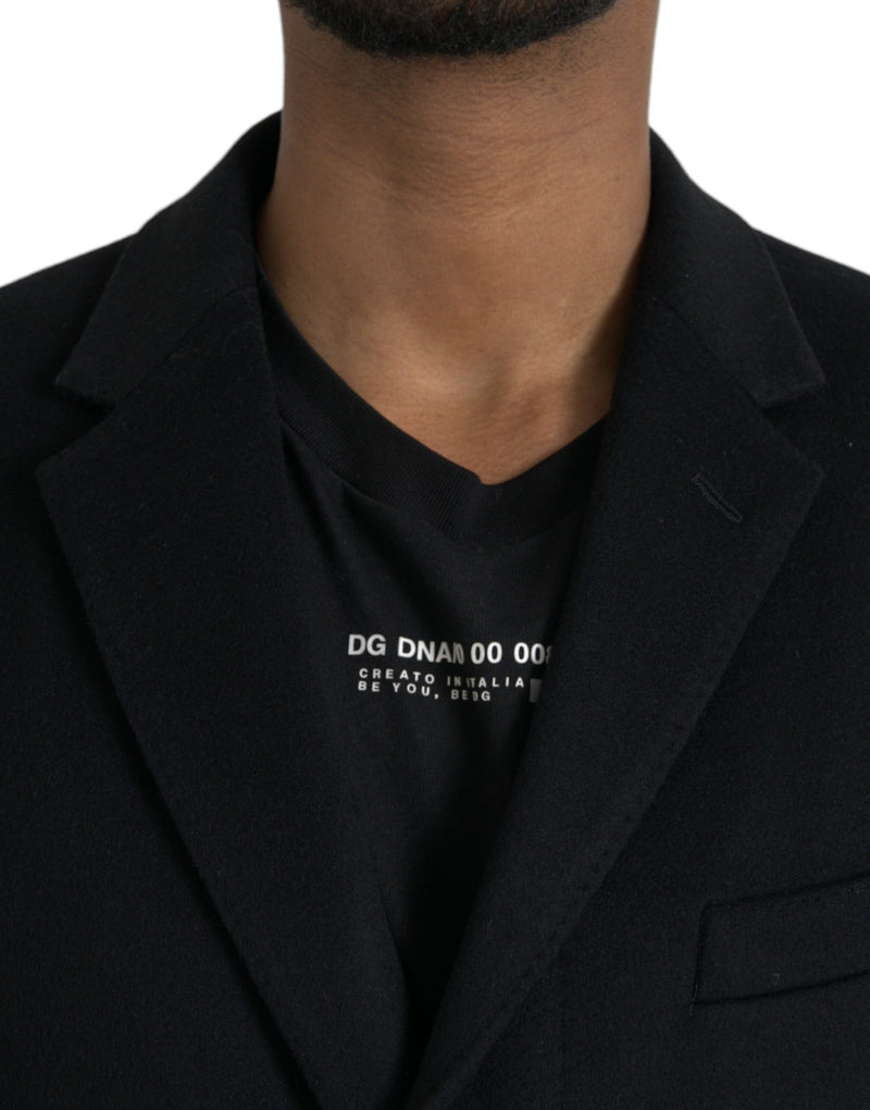 Dolce & Gabbana Black Single Breasted Trench Coat Men's Jacket