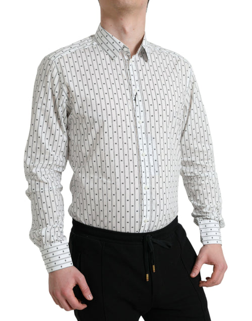 Dolce & Gabbana Elegant White Cotton Slim Fit Dress Men's Shirt