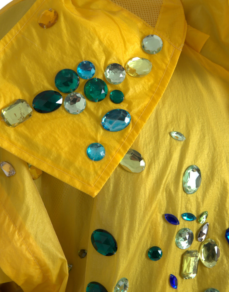 Dolce & Gabbana Yellow Crystal Embellished Hooded Men's Jacket