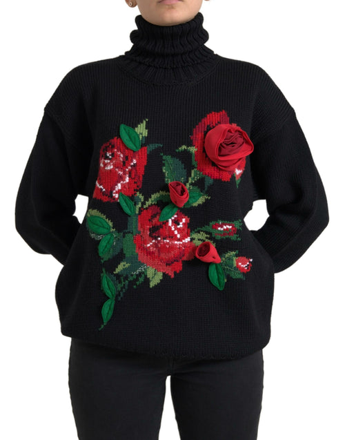 Dolce & Gabbana Elegant Floral Knitted Wool-Cashmere Women's Sweater