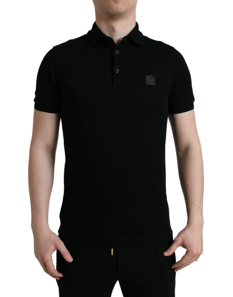Dolce & Gabbana Elegant Black Cotton Polo Men's Shirt